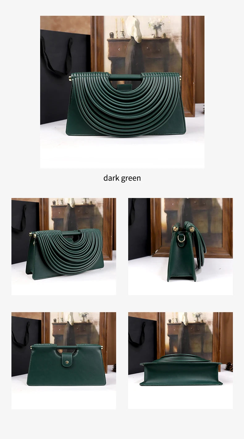 The 2025 new hand-held woven bag with lines is a unique, high-end, individual and fashionable handbag for women