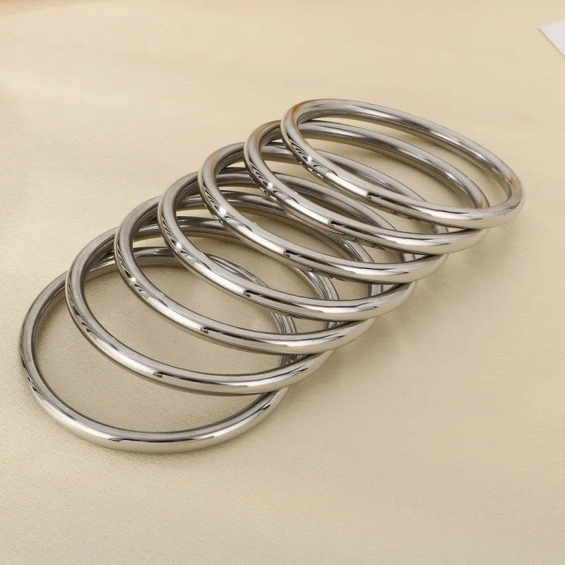 7/PCS Simple Spherical Surface Stainless Steel Bangle For Women Men Wedding Party Bracelet Famale Trendy Jewelry Christmas Gifts