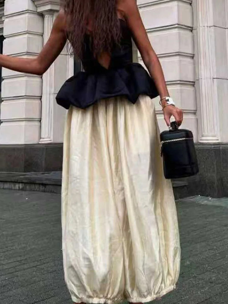 Ladies Sexy Strapless Top And Pants Two Piece Set New Summer Off Shoulder Slim Fit Party Suit Elegant Temperament Solid Outfit
