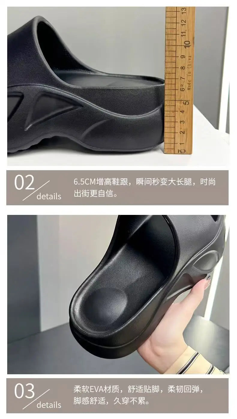 2025 New Women Sandals Women Slippers Black Wedge Platform Open Toe Women Orthopedics Thick Bottom Beach High Heels Slides