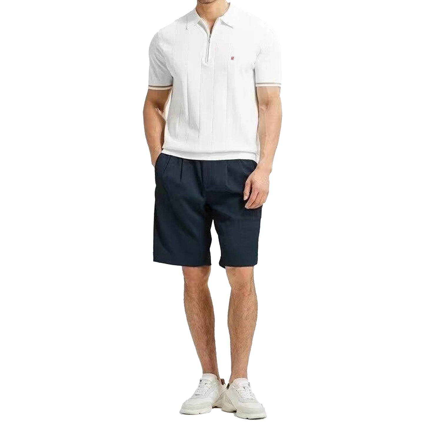 Men's T Shirt Short Sleved Polo Shirt Zipper Collar Embroidery Design Fashion Casual Men Polo Shirts Daily Tops Men T Shirt