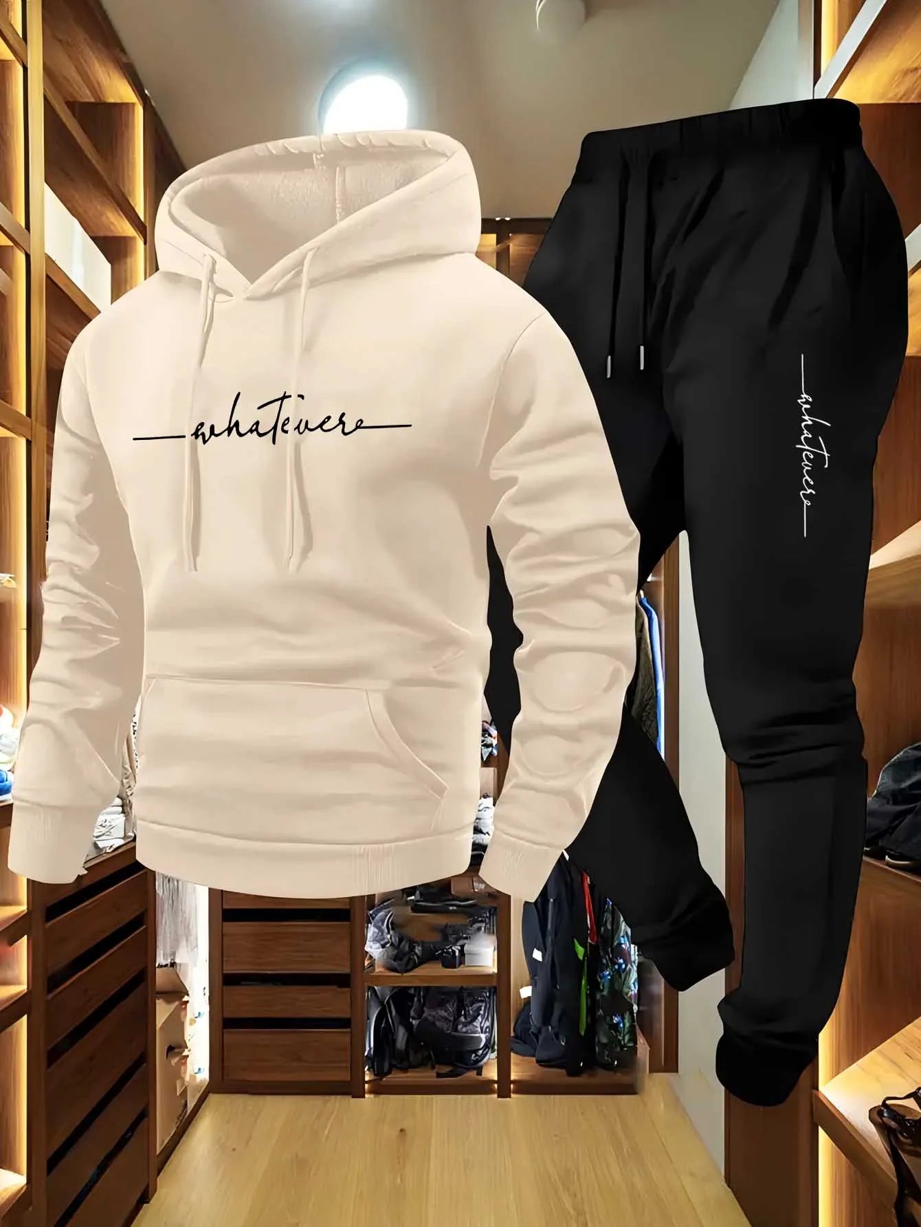 Man - New style sporty and casual printed hooded sports shirt - Sports outfit two-piece set
