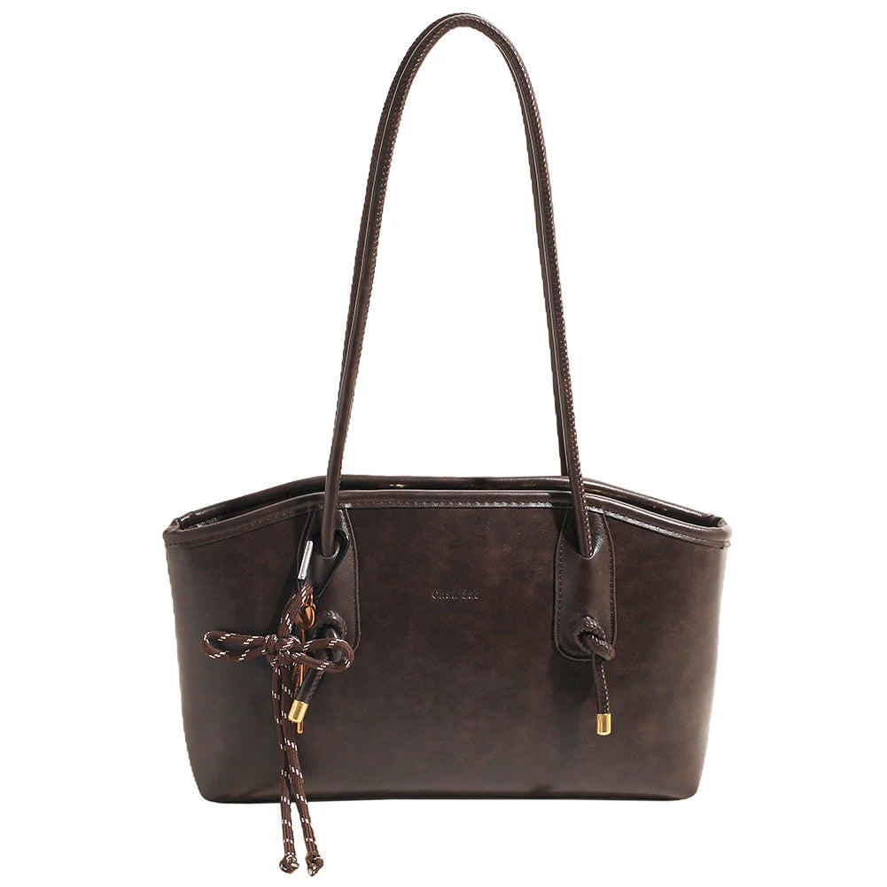 Leather Shoulder Bag for Women with Pendant Hobo Bag Shoulder Tote Handbag Stylish Tote Bag for Daily Use