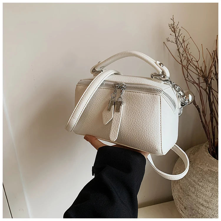 Classic Black Square Handbags for Women Autumn New Versatile Small Single Shoulder Crossbody Bags with Elegant Ball Pendant