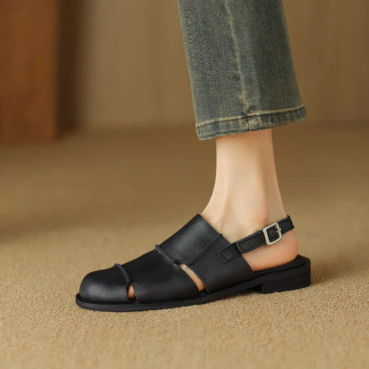 Women Sandals 2026 new Hollow Breathable Comfortable Soft Sole Low Heel Slingback Shoes Summer Fashion Versatile Casual Sandals