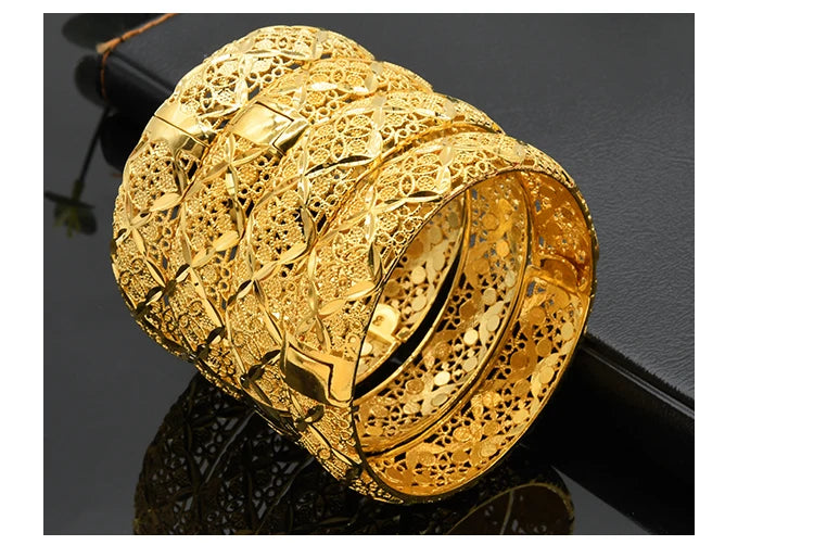 ANIID Dubai 24K Gold Plated Jewelry Bangle Wedding Party Gifts Arabic Women Braclets Indian Bangle Charm Bracelets Wholesale