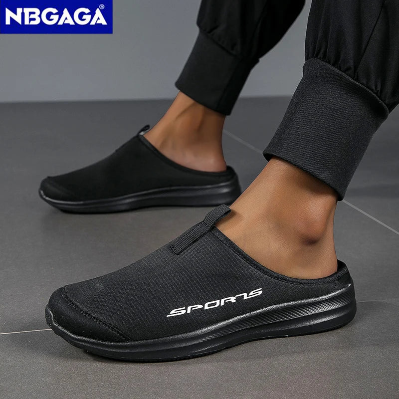 Men's Summer Slip-On Shoes Lightweight Casual Half Slippers for Women's Outdoor Soft Bottom Support Walking Shoes Size 36-46