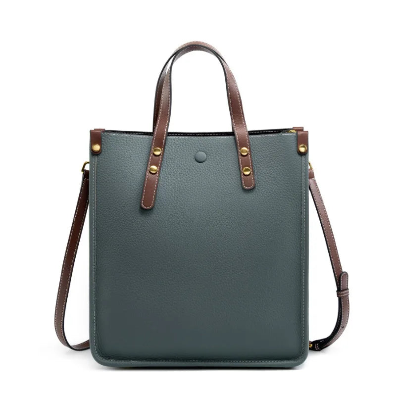 New Ladies Genuine Leather Handbags Big Women Bag Large Vintage Female 2025 Office Hand Shoulder Bags For Women Tote