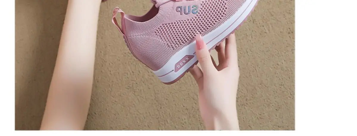 2025 Women's Wedges Shoes Platform Shoe Spring Breathable Casual Shoes Woman Fashion Sneakers Height Increasing Vulcanize Shoes