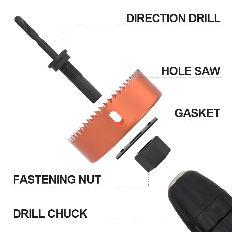 8PCS Hole Saw Kit 19-64mm, Bi-Metal Woodworking Hole Cutter for Drill - Drywall, Recessed Lights, Wood & Plastic Cutting