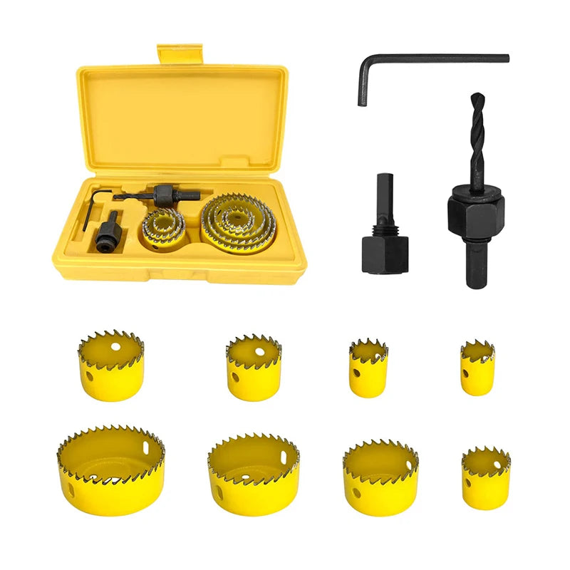 11pcs/set Hole Saw Cutting Set Kit Tools 19-64mm with Case for thin wooden board