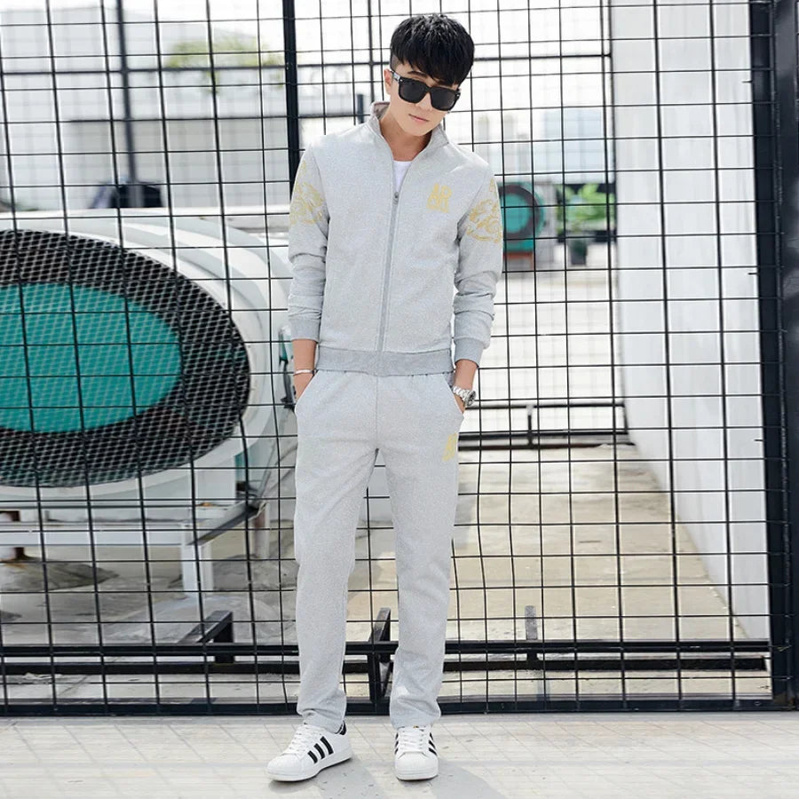 Plus Size 5XL 6XL Men's Tracksuit Autumn Clothes Sportswear Two Piece Set Men Jacket Sweatpants Male Sweatsuit Sports Suits Sets