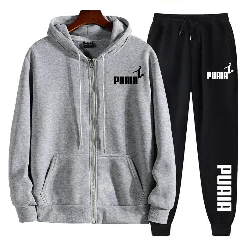 New in Women Tracksuit Trend Printing Hooded Sweatshirts Pants 2Pcs Set Casual Zipper Overcoat Suit Daily Clothing Autumn Winter