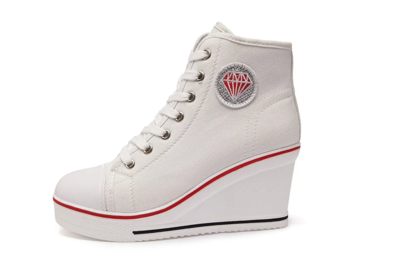 Wedge Heel Casual Shoes for Women New Canvas Shoes Side Zipper High Heel Lace Up Shoes Woman's Heightening Platform Sneakers