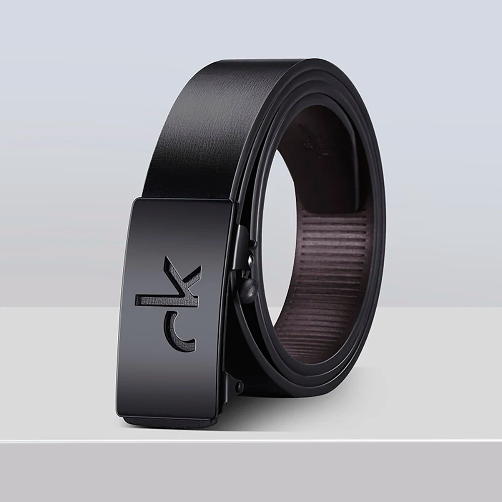 Retro Simple Men's Alloy Automatic Buckle Business Belt With Shorts Belt Accessories Fashion Men's Casual Belt