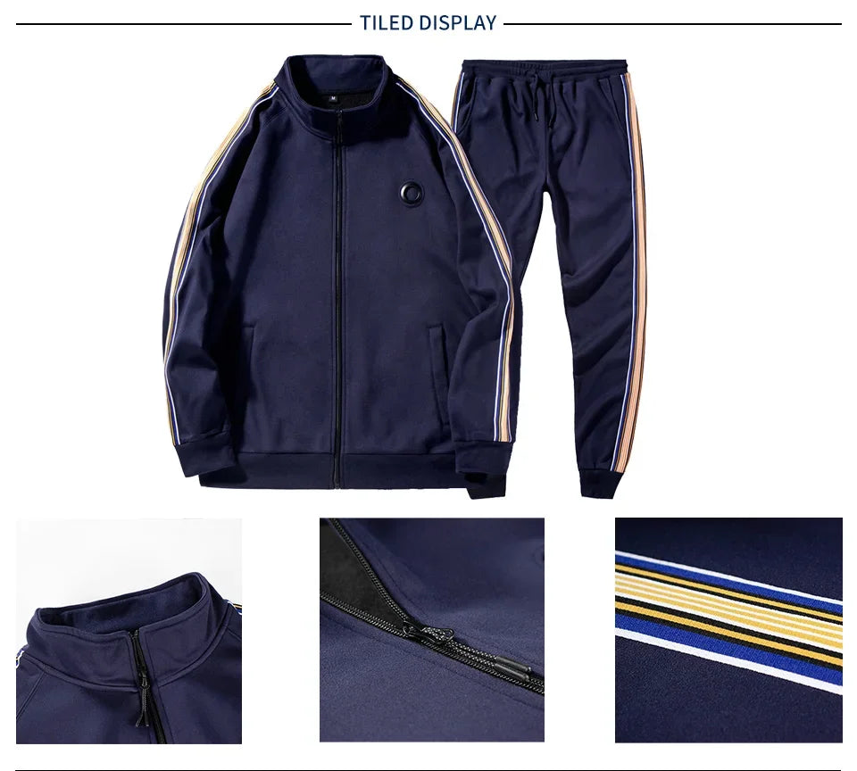 2026 Tracksuits Running Sets Men's Sportswear Autumn Winter 2 Pieces Sweatshirt+Pants Brand Blue Jogging Clothes Sports Suit