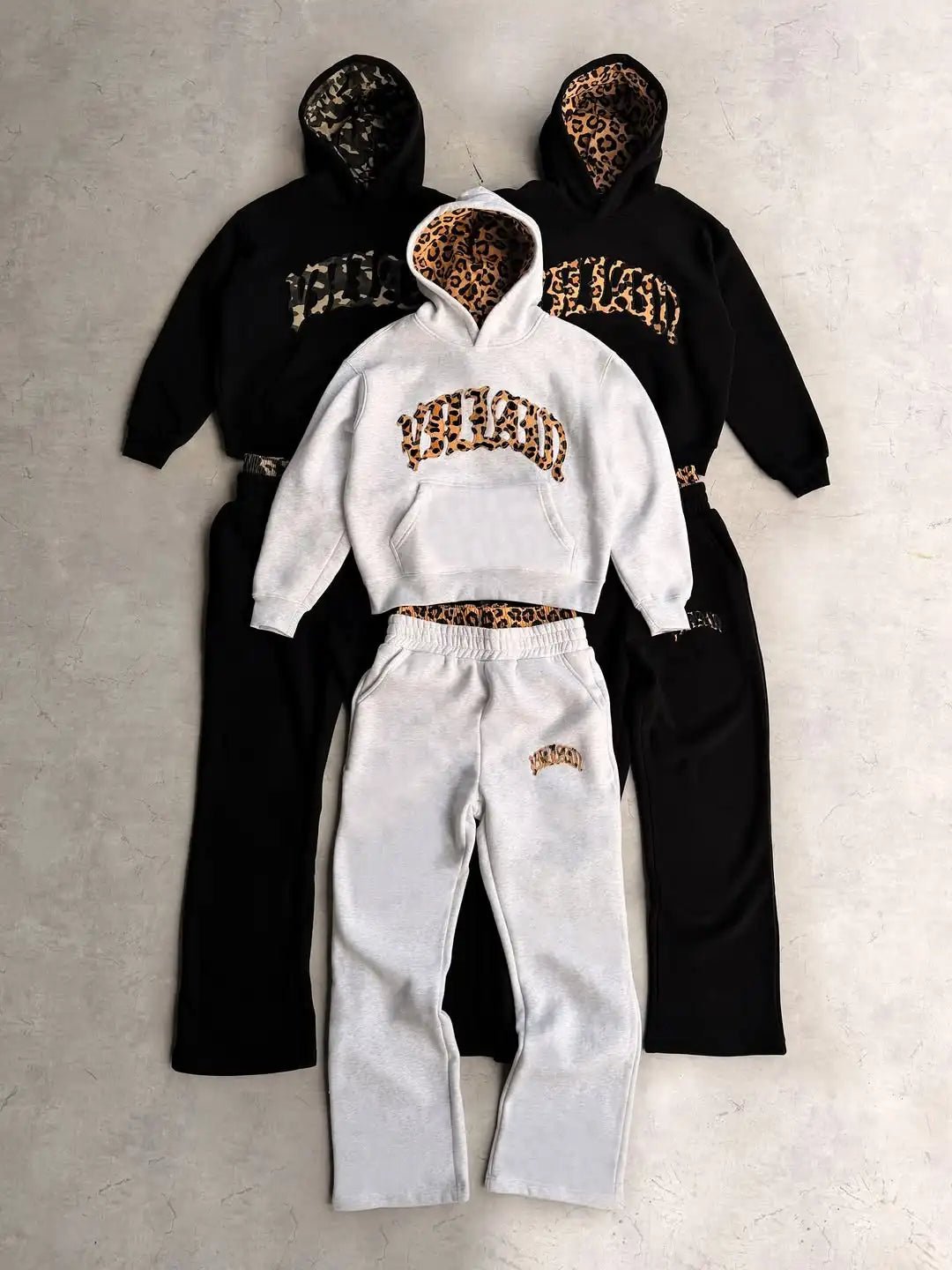 2025 New Tracksuit Men Clothing Y2K Vintage Embroidered Leopard Print Street Casual Hoodie Trendy Double Waist Unisex Sweatpants