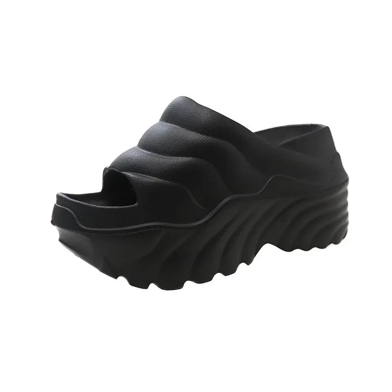 Women 10cm Increased Wedges Slippers 2024 Summer Breathable Casual Platform Slides Shoes for Women Light Slip on Female Sandals