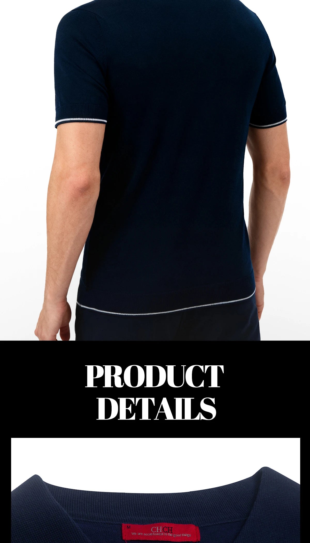 CHCH Stripe Knit Polo Men's Shirts Summer New Slim Solid Color Breathable Turn-Down Collar Business Short Sleeve Polo Tops