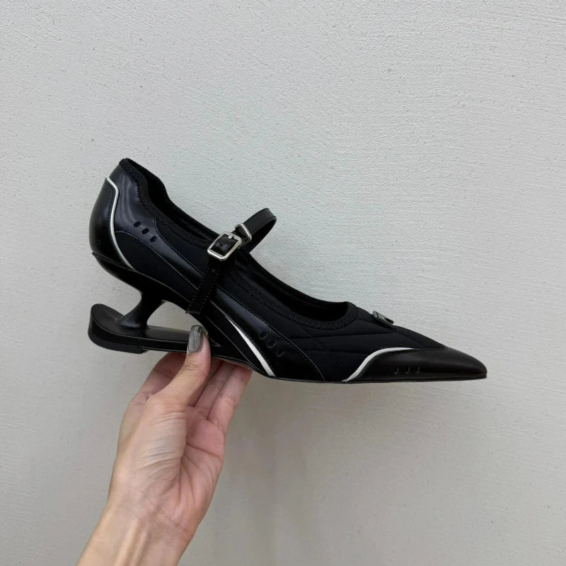 Women Shoes Special Heel High Heels Buckle Plus Size White Casual Shoes Shallow Women Mary Jane Shoes Designer Pointed Toe Pumps