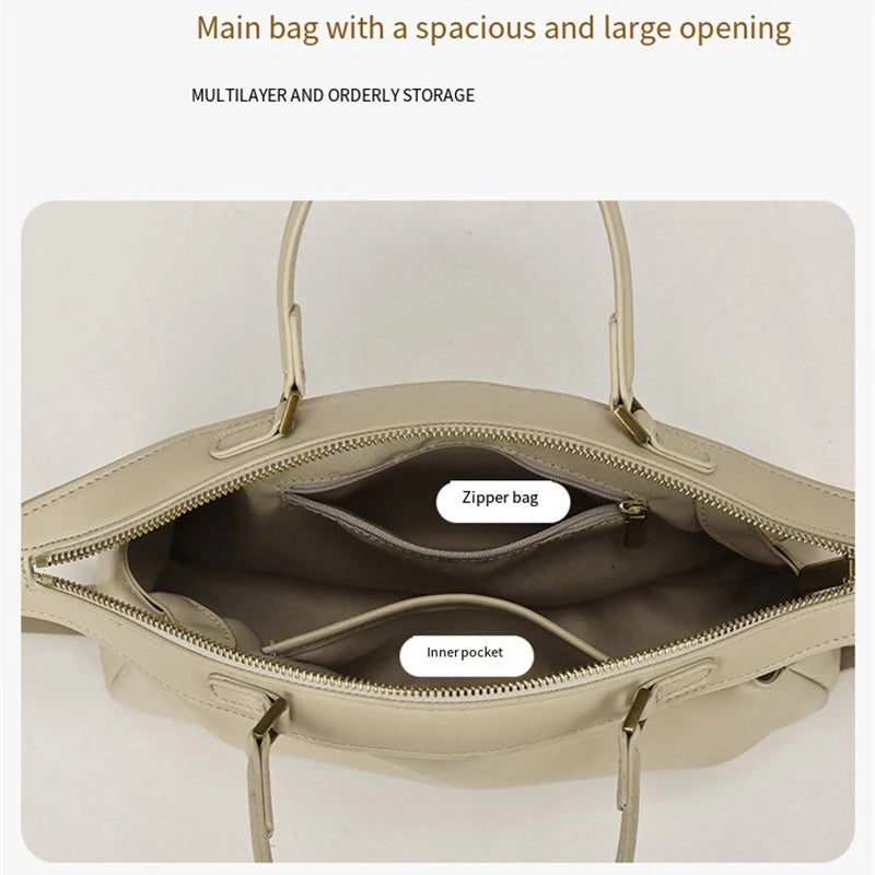 New Women's Bags, Fashionable and Simple Handbags, Niche High-End Shoulder Bags, Versatile Casual Bags for Commuting, Large-Capacity Tote Bags, Soft Leather Crossbody Bags