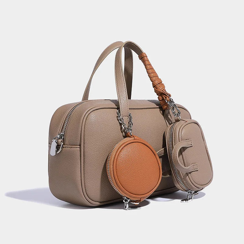 Boston Bag Women Fashion 2025 Euro-America Style Simple Shoulder Bag Handbags Composite Bag