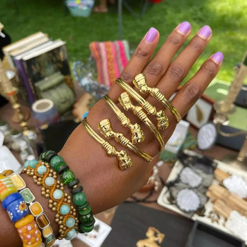 Egyptian Queen Nefertiti Bangles For Women MenAdjustable Africa Couple Bracelet HipHop Punk Bracelets Jewelry Gifts 2025