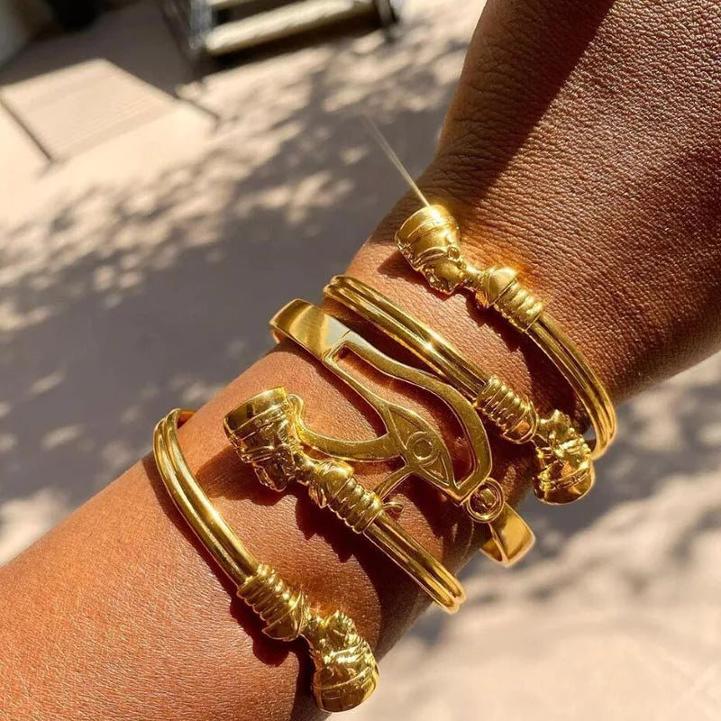 Egyptian Queen Nefertiti Bangles For Women MenAdjustable Africa Couple Bracelet HipHop Punk Bracelets Jewelry Gifts 2025